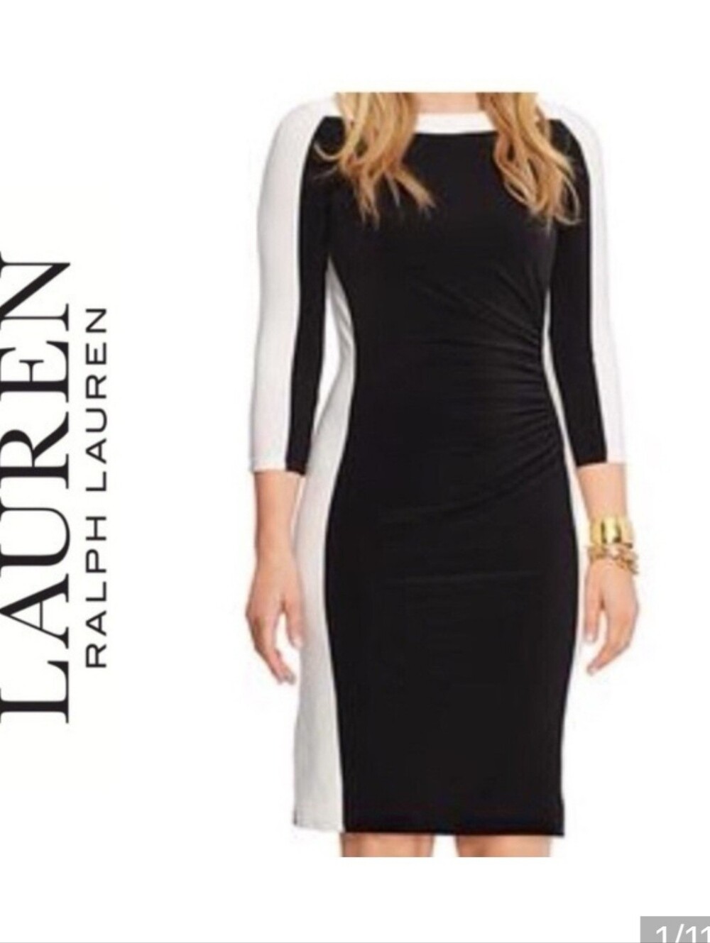 Ralph Lauren Black Sheath Dress with White Trim